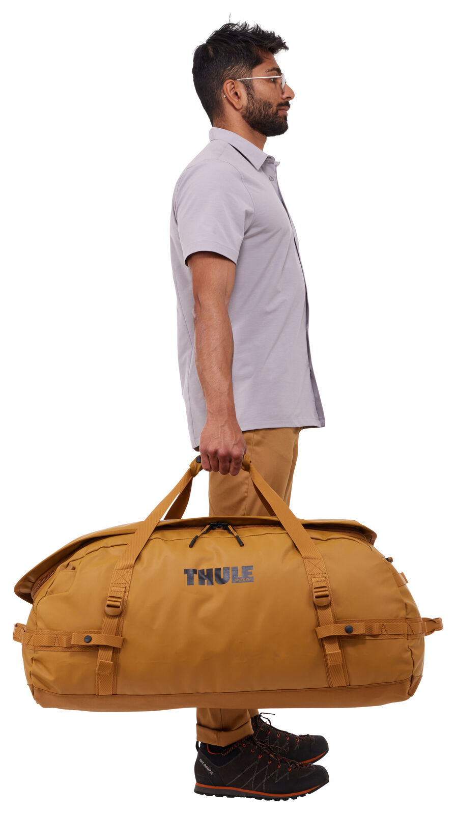 Thule Chasm 90L Duffle Travel Backpack Bag Extra Large in Golden