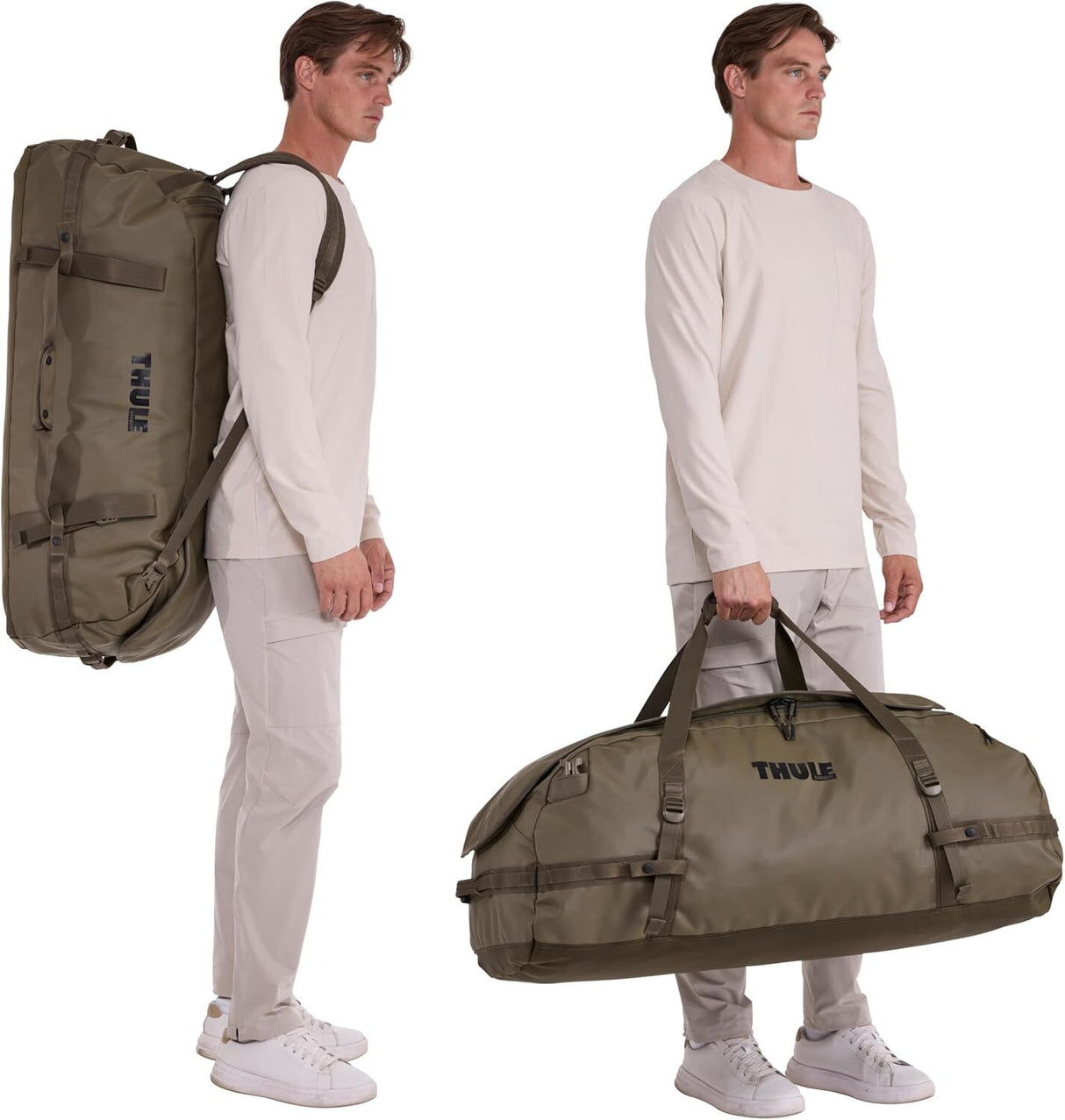 Thule Chasm 130L Duffel Overnight Bag Convertible Backpack Duffle in Deep Khaki