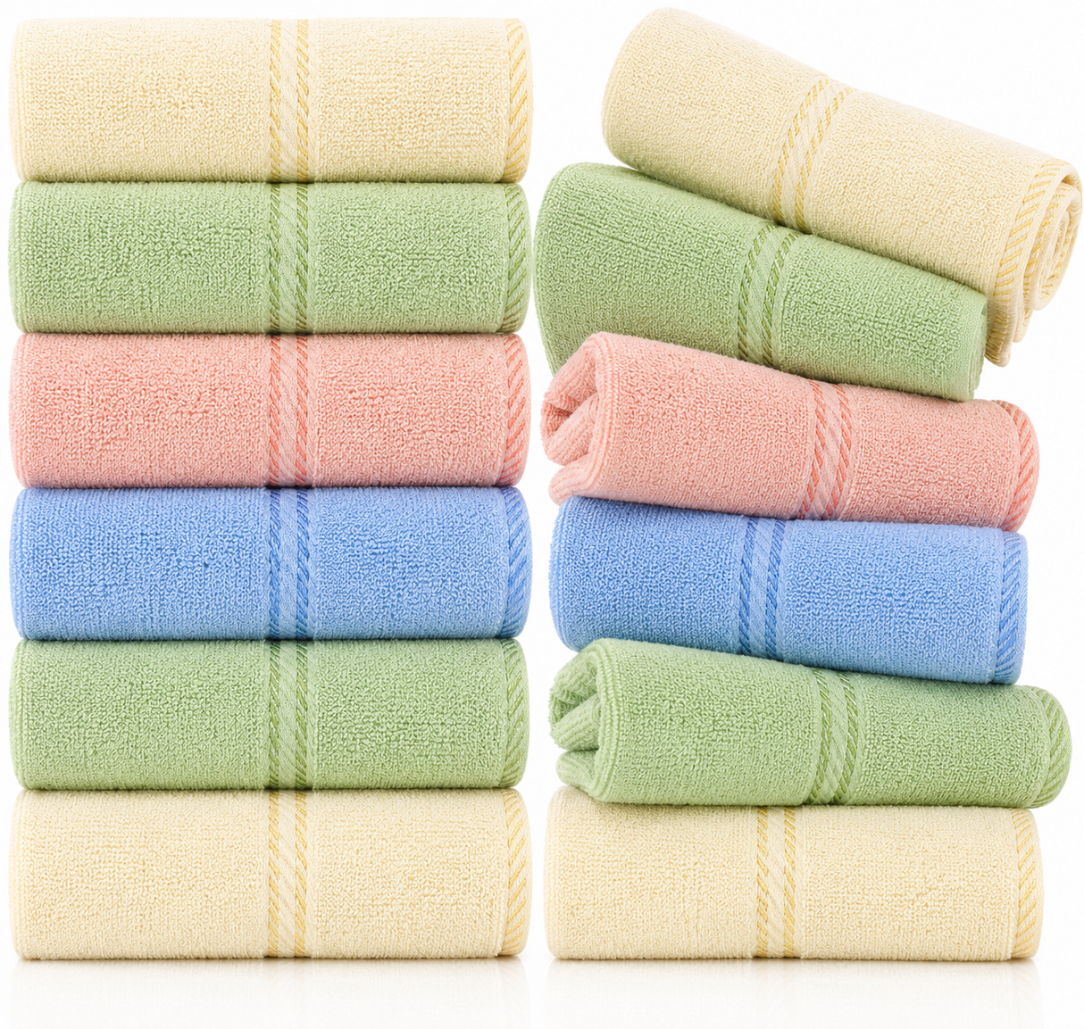 168x 100% Cotton Hand Towels Bulk Pack - Face Washers in Assorted Colours (34x62cm)