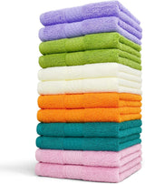 168x 100% Cotton Hand Towels Bulk Pack - Face Washers in Assorted Colours (34x62cm)