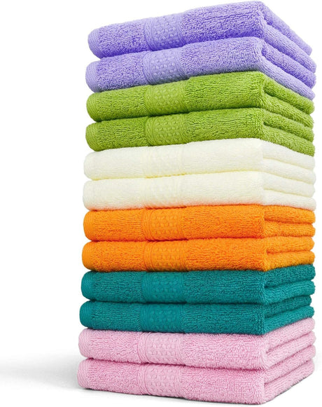 12x 100% Cotton Hand Towels Bulk Pack - Assorted Colours - 34x62cm (Bulk Pack)