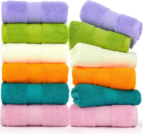 12x 100% Cotton Hand Towels Face Washers Bulk (34x62cm) in Assorted Colours