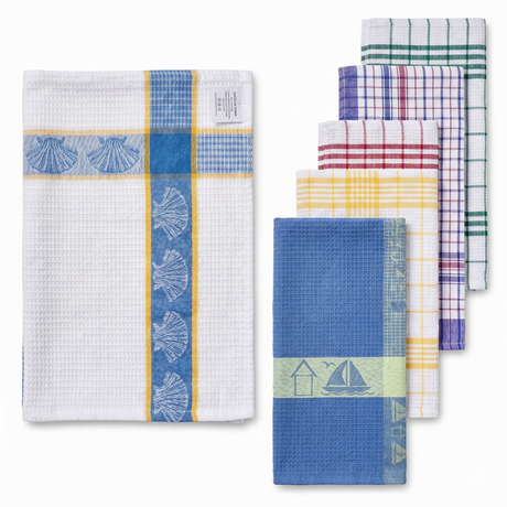 12pc 100% Cotton Jumbo Tea Towels - 90x63cm (Assorted Colours)