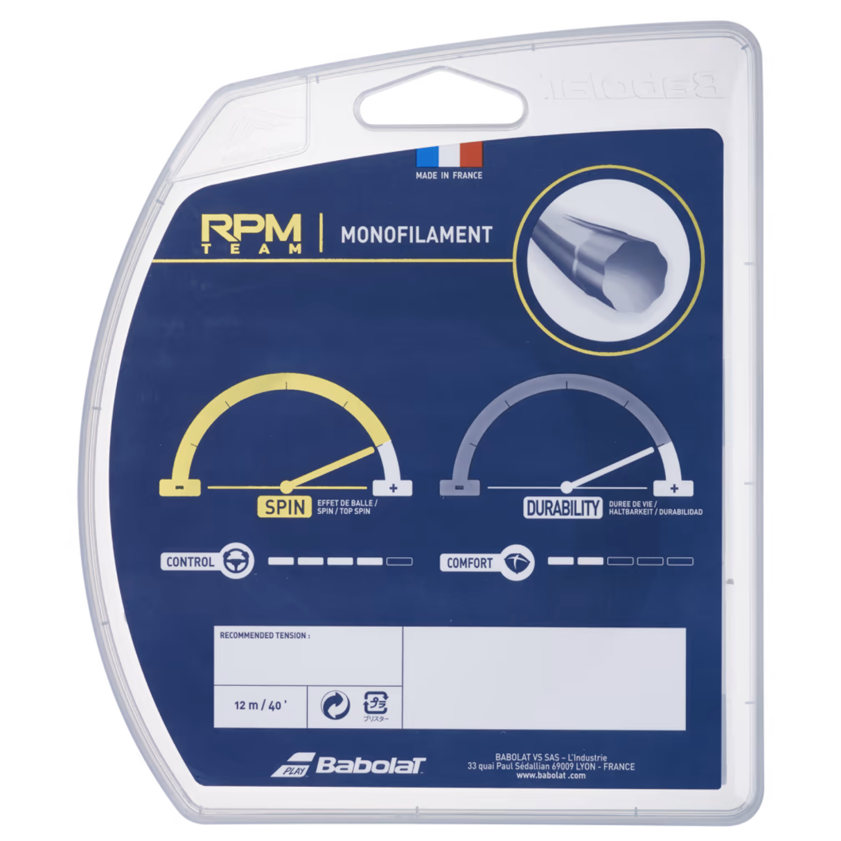 Babolat RPM Team Tennis String 1.25mm/17 Gauge - Blue (Carlos Alcaraz)