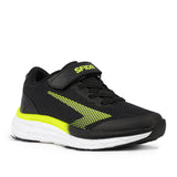 Sfida Tempo Boys V Strap Runners - Black/Lime (Kids Sneakers/Shoes)
