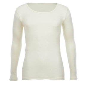 Thermo Fleece Childrens Long Sleeve Tee Top Thermals Merino Wool Blend - Natural