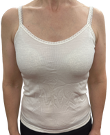 Thermo Fleece Ladies Pure Wool Camisole w Lace Thermal Thermals Top Singlet - Natural - Natural