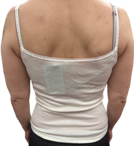 Thermo Fleece Ladies Pure Wool Camisole w Lace Thermal Thermals Top Singlet - Natural - Natural