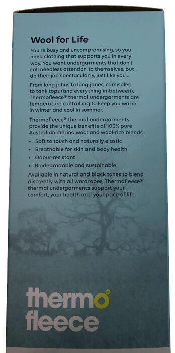 Thermo Fleece Womens Pure Merino Wool V-Neck Thermal Tank Top Singlet - Black (Lace Motif Thermals)