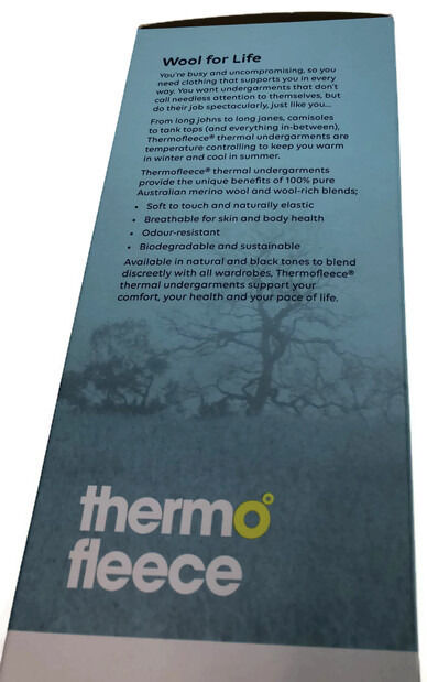 Thermo Fleece Ladies Merino Wool Blend Thermal Tank Top with Lace - Natural (Scoop Neck)
