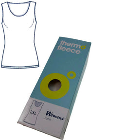 Thermo Fleece Merino Wool Blend Thermal Ladies Scoop Neck Tank Top with Lace - Natural