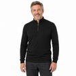 Mens Pure Merino Wool 1/4 Zip Long Sleeve Polo Neck Thermal Top Warm Thermals  - Black - X-Small
