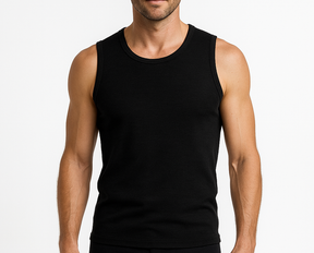 Thermo Fleece Mens 100% Merino Wool Singlet - Black (Thermal Underwear)