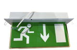 Slimline Down Arrow Running Man Emergency Exit Sign - Light LED Ceiling Mount (Double Sided)
