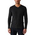 Mens 100% Pure Merino Wool V-Neck Long Sleeve Top T Shirt Thermal Underwear - Black - XX-Large (110cm)