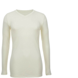 Mens 100% Pure Merino Wool V-Neck Long Sleeve Top T Shirt Thermal Underwear - Natural