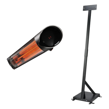 Heatstrip Nano 2000W Freestanding Electric Infrared Radiant Patio Heater & Alfresco Stand - Black