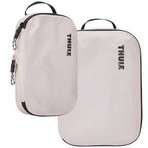 2x THULE Packing Cube Set Compression Travel Storage Bags Duo in White - (S & M)