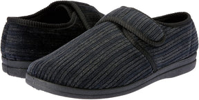 GROSBY Thurston Mens Slippers - Black (Casual Slip-On Indoor/Outdoor Cord Shoes)