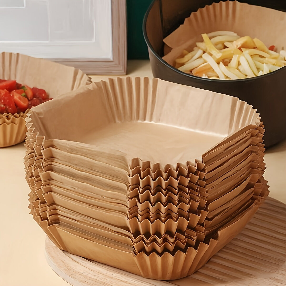 100pcs Air Fryer Disposable Paper Liner Square Food Grade Parchment Paper Liners