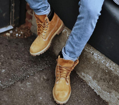 TIMBERLAND Mens 6-inch Premium Waterproof Boots Original Yellow Shoes - Wheat Nubuck - Wheat Nubuck