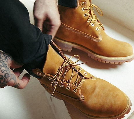TIMBERLAND Mens 6-inch Premium Waterproof Boots Original Yellow Shoes - Wheat Nubuck - Wheat Nubuck