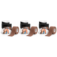 3x 5m Roll Sports & Therapy Kinesiology Tape Pack - 5cm Width in Brown (Self-Adhesive)