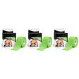 3x 5m Roll Sports & Therapy Kinesiology Tape Pack - 5cm Width in Light Green (Self-Adhesive)