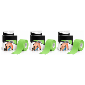 3x 5m Roll Sports & Therapy Kinesiology Tape Pack - 5cm Width in Light Green (Self-Adhesive)