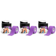 3x 5m Roll Sports & Therapy Kinesiology Tape Pack - 5cm Width in Purple (Self-Adhesive)