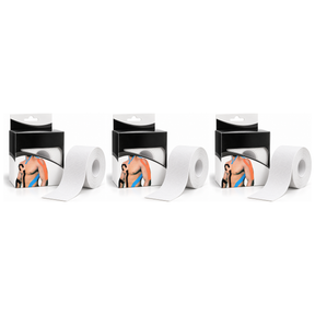 3x 5m Roll Sports & Therapy Kinesiology Tape Pack - 5cm Width in White (Self-Adhesive)