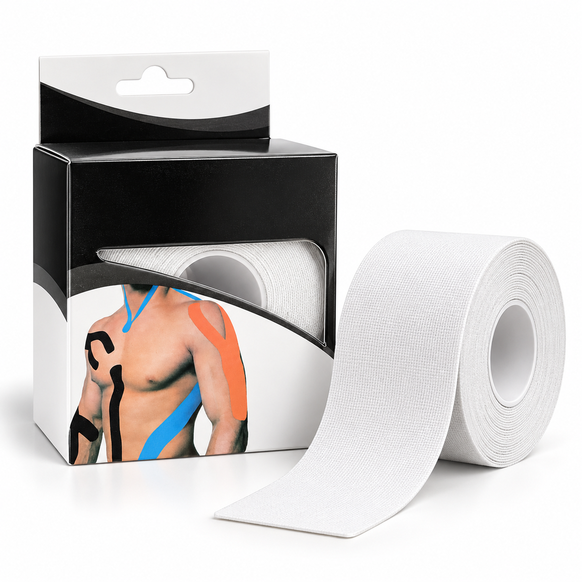 5m Roll Sports & Therapy Kinesiology Tape - 5cm Width in White (Self-Adhesive)