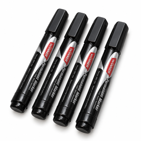 4x Chisel Tip Permanent Markers - Black Non-Toxic (Texta)