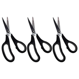 3x Sharp Stainless Steel Scissors with Soft Handle Pack (Kitchen, Craft and Office)