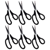 6x Sharp Stainless Steel Scissors with Soft Handle Bulk Pack (Kitchen, Craft and Office)