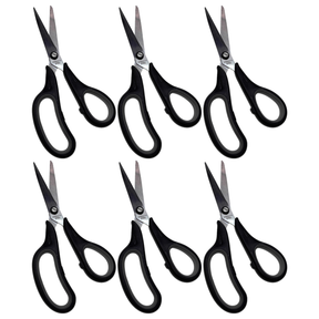 6x Sharp Stainless Steel Scissors with Soft Handle Bulk Pack (Kitchen, Craft and Office)