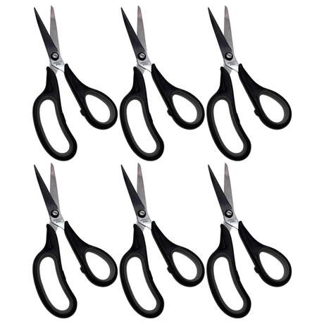 6x Sharp Stainless Steel Scissors with Soft Handle Bulk Pack (Kitchen, Craft and Office)