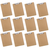 12x Wooden A5 Clipboard - Office Writing Board/Restaurant Menu Clip Hardboard (Bulk Pack)