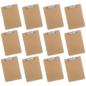 12x Wooden A5 Clipboard - Office Writing Board/Restaurant Menu Clip Hardboard (Bulk Pack)