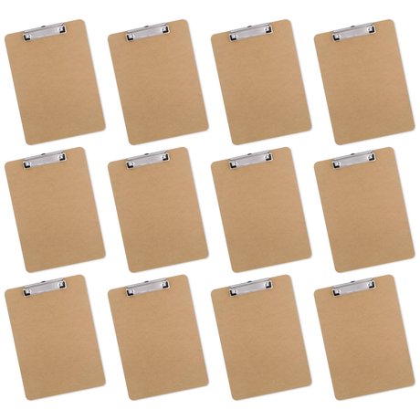 12x Wooden A5 Clipboard - Office Writing Board/Restaurant Menu Clip Hardboard (Bulk Pack)