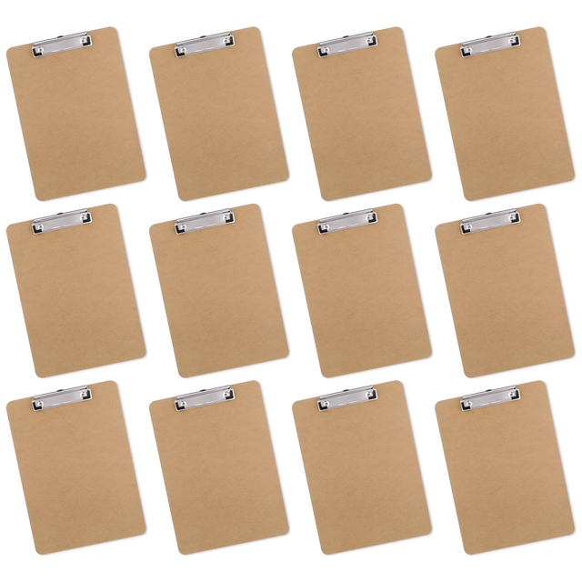 12x Wooden A5 Clipboard - Office Writing Board/Restaurant Menu Clip Hardboard (Bulk Pack)