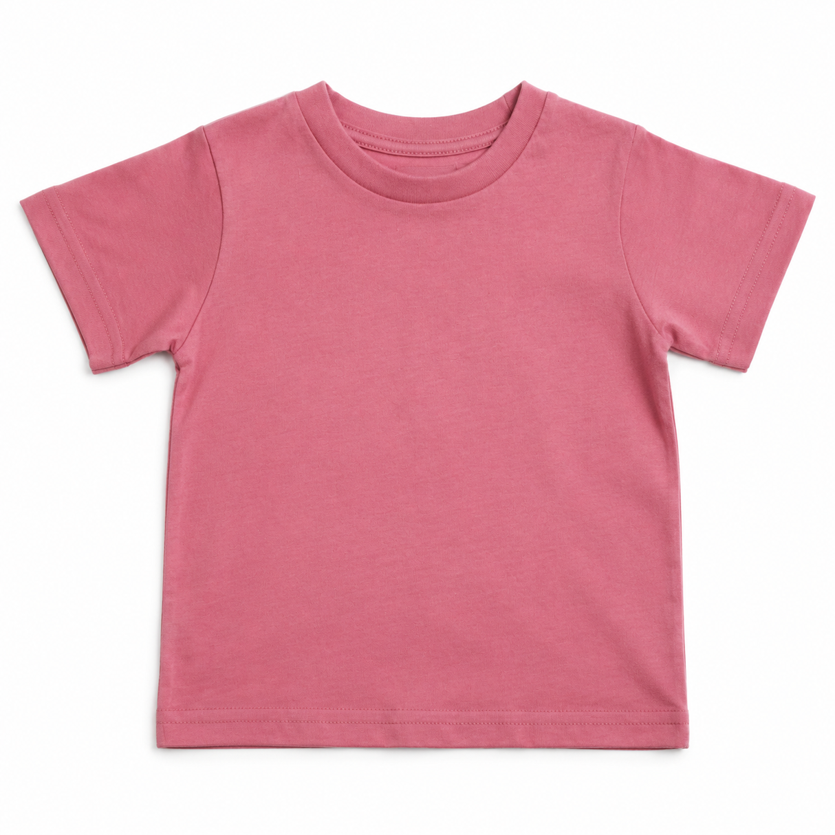 Toddler Plain 100% Cotton T-Shirt - Pink (Basic Kids Crew Top)