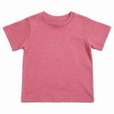 Toddler Plain 100% Cotton T-Shirt - Pink (Basic Kids Crew Top)