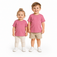 TODDLER PLAIN T SHIRT 100% COTTON Basic Blank Tee Top Teen Teenager Crew Kids - Pink - 2