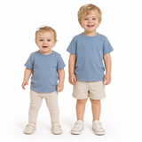 TODDLER PLAIN T SHIRT 100% COTTON Basic Blank Tee Top Teen Teenager Crew Kids - Sky Blue - 2