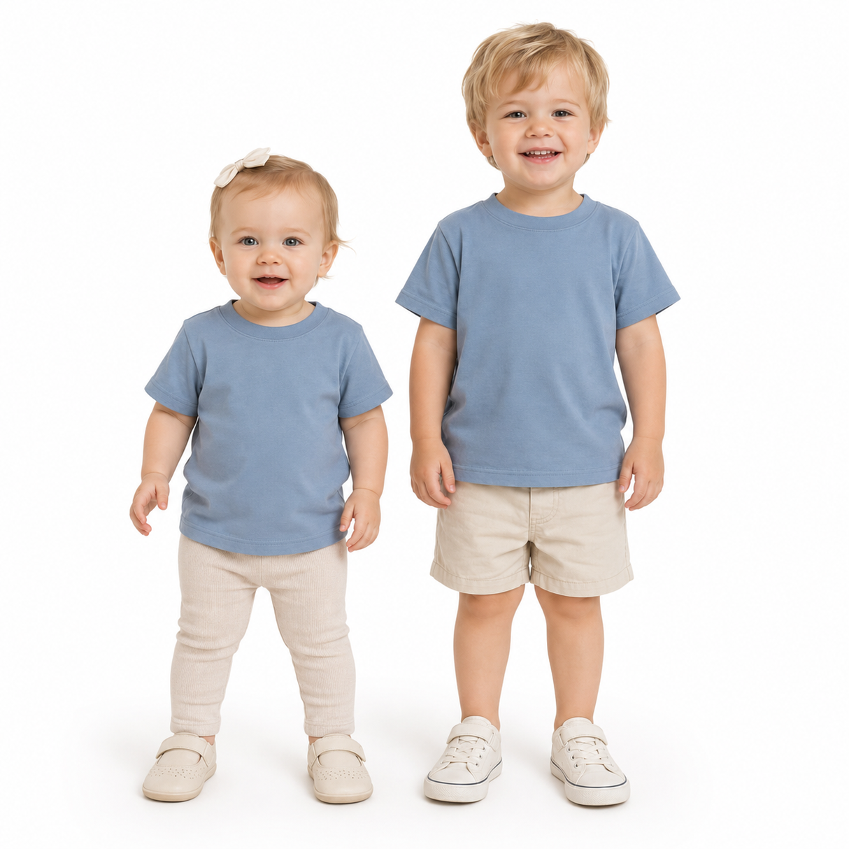 Toddler Plain 100% Cotton T-Shirt - Sky Blue (Basic Kids Crew Top)