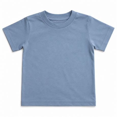 3x Toddler Plain 100% Cotton T-Shirt Pack - Sky Blue (Basic Kids Crew Top)