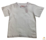 TODDLER PLAIN T SHIRT 100% COTTON Basic Blank Tee Top Teen Teenager Crew Kids - White - 0