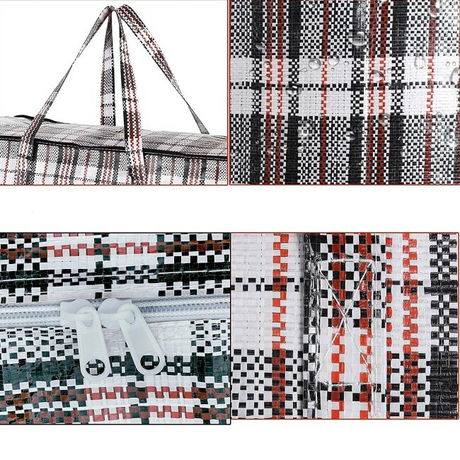 40x Medium Checkered Bags Bulk Pack - Striped Packing & Shopping Bags - 55cm x 50cm x 30cm