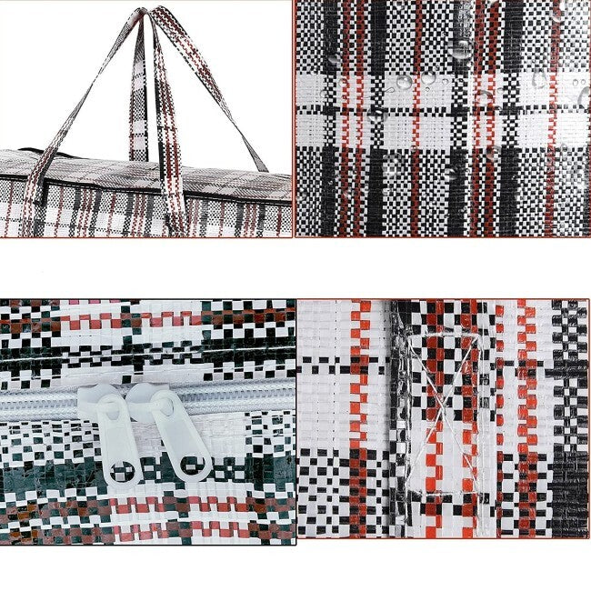 10x Extra Large Checkered Bags  - Striped Shopping Bags - 80cm x 70cm x 30cm
